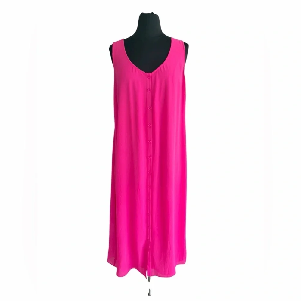 HATCH Maternity Jaden Pink Sleeveless Button Chiffon Wrap Dress XL
